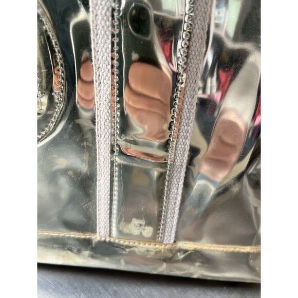 Tory Burch Vinyl Canvas Metallic Shiny Gold Large Tote Bag 16 x 11 x 7" - Picture 15 of 15